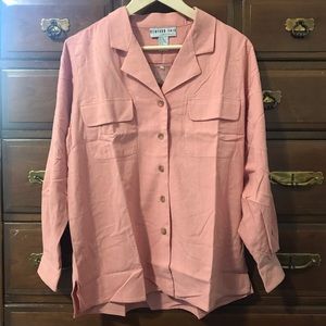 Pink 100% Silk Button Down Shirt